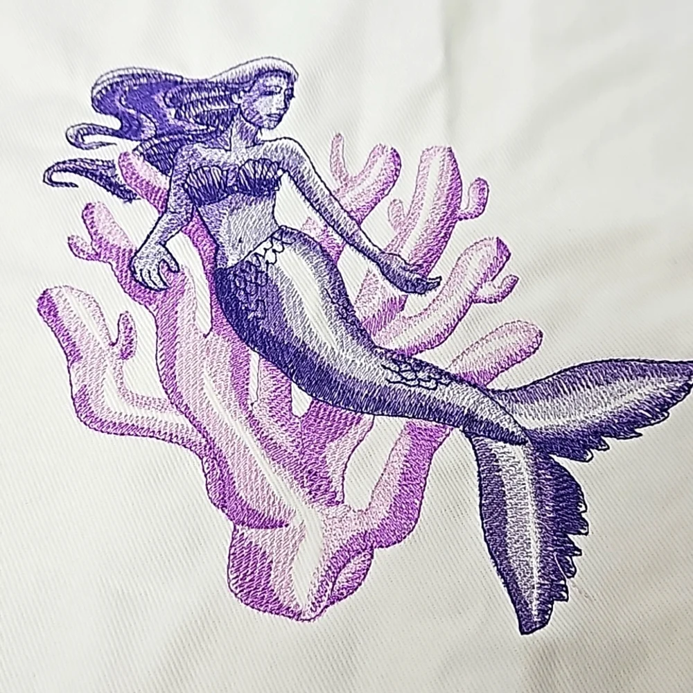 Machine Embroidered Purple Mermaid Sample Panel - Picture 2 of 6